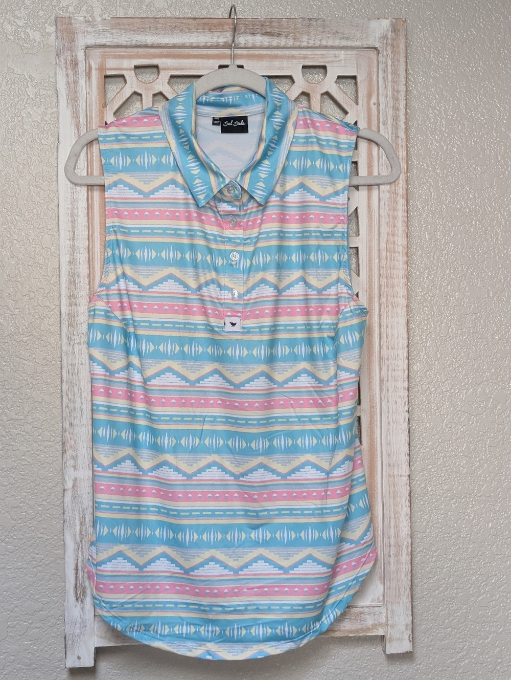 Bad Birdie Women's XXL Sleeveless Polo Shirt Aztec Golf Performance Athleisure